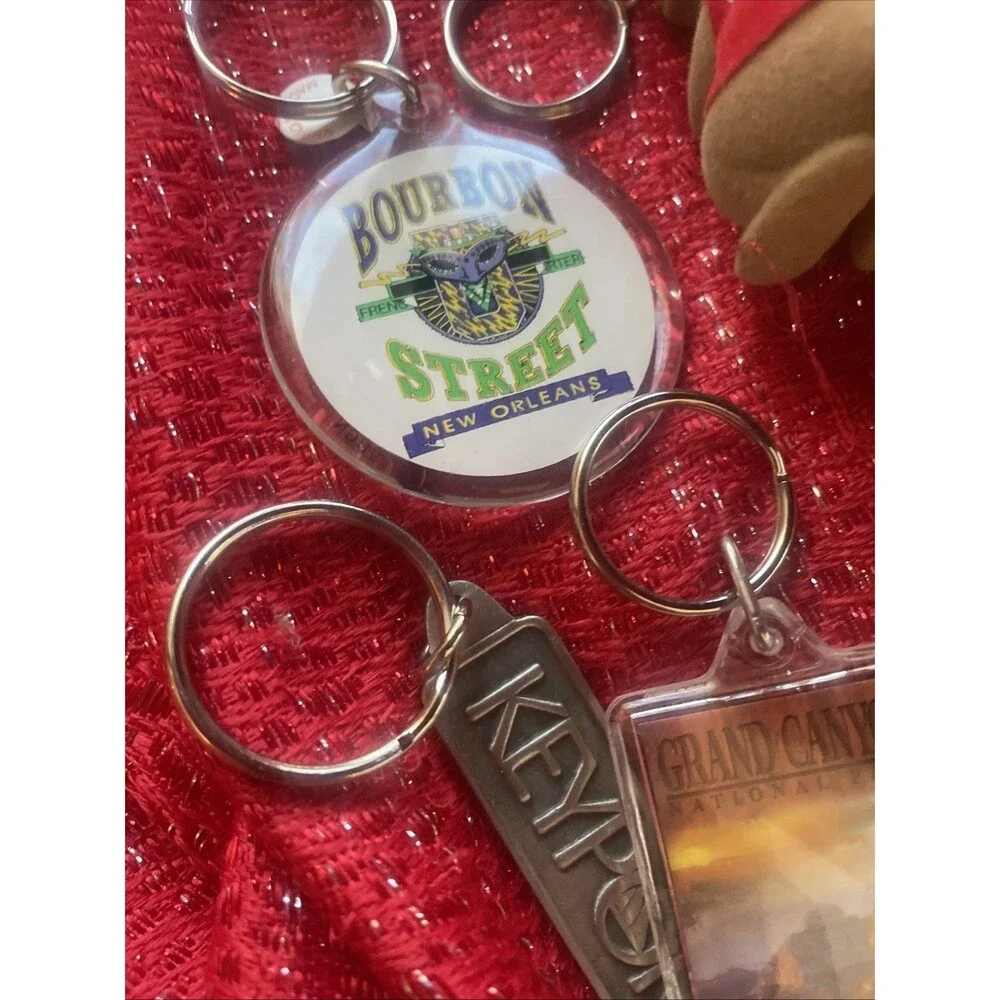 Vintage Souvenir Keychain Lot of 13 Oregon Grand Canyon Cancun Bourbon Street